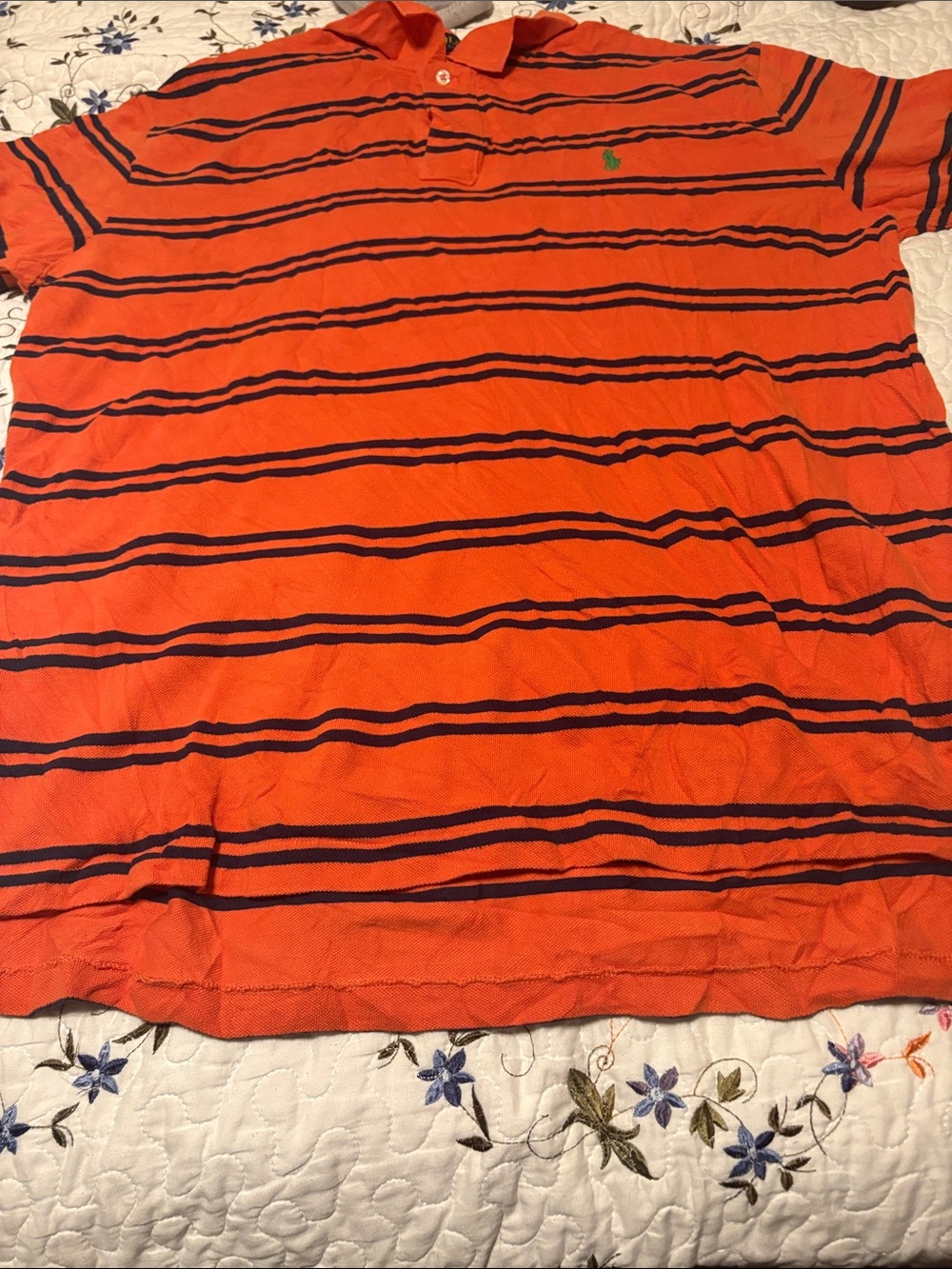 Polo by Ralph Lauren Orange Polo with Navy Stripe Detail